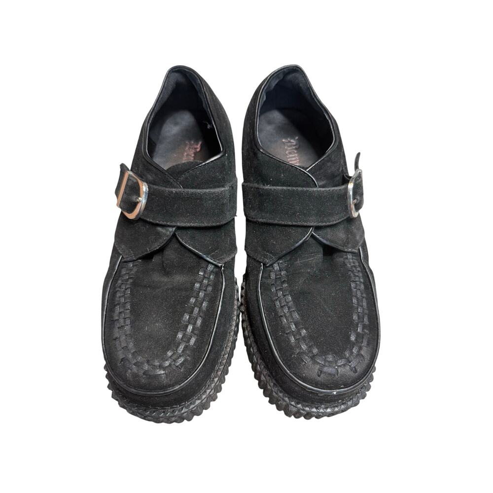 Demonia Creeper Black Faux Suede Platform Monk Strap Shoes Women 9 Grunge Goth